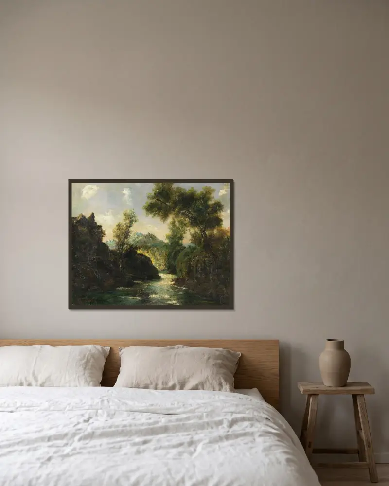 In den Schweizer Alpen von Gustave Courbet gerahmt an einer Wand