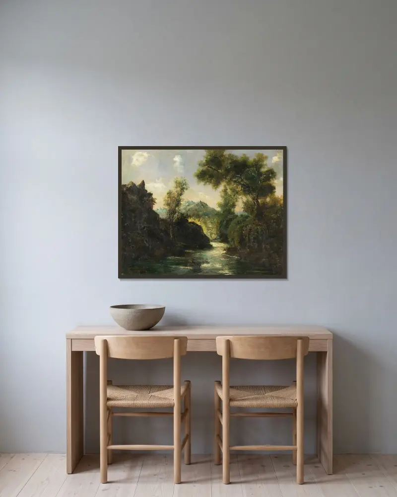 In den Schweizer Alpen von Gustave Courbet gerahmt an einer Wand