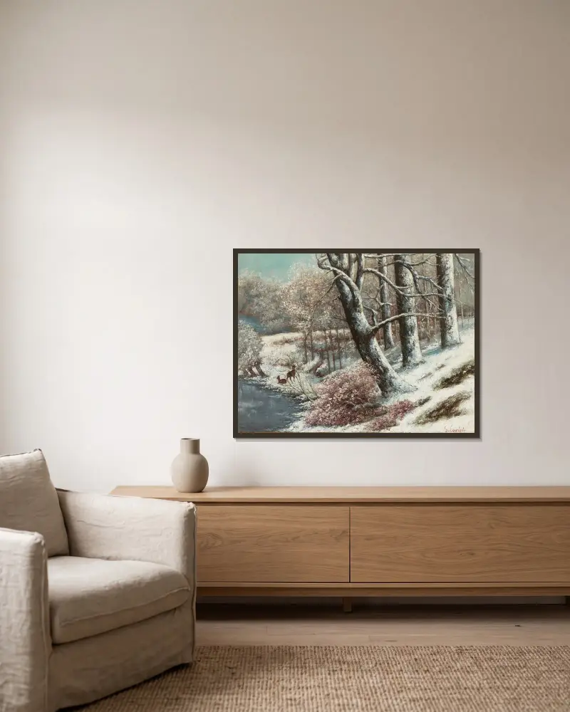 La forêt en hive av Gustave Courbet inramad på en vägg
