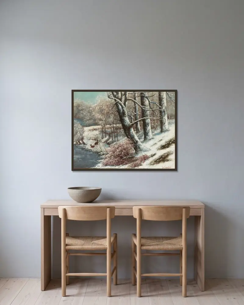 La forêt en hive av Gustave Courbet inramad på en vägg