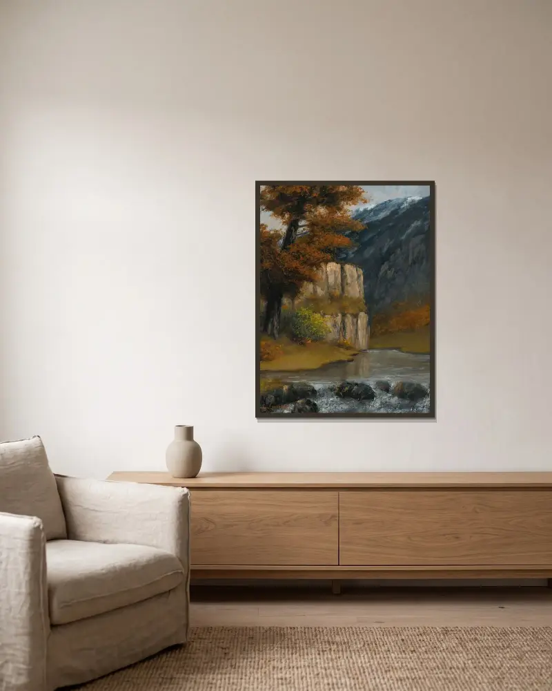 Landskap nära Ornans av Gustave Courbet inramad på en vägg