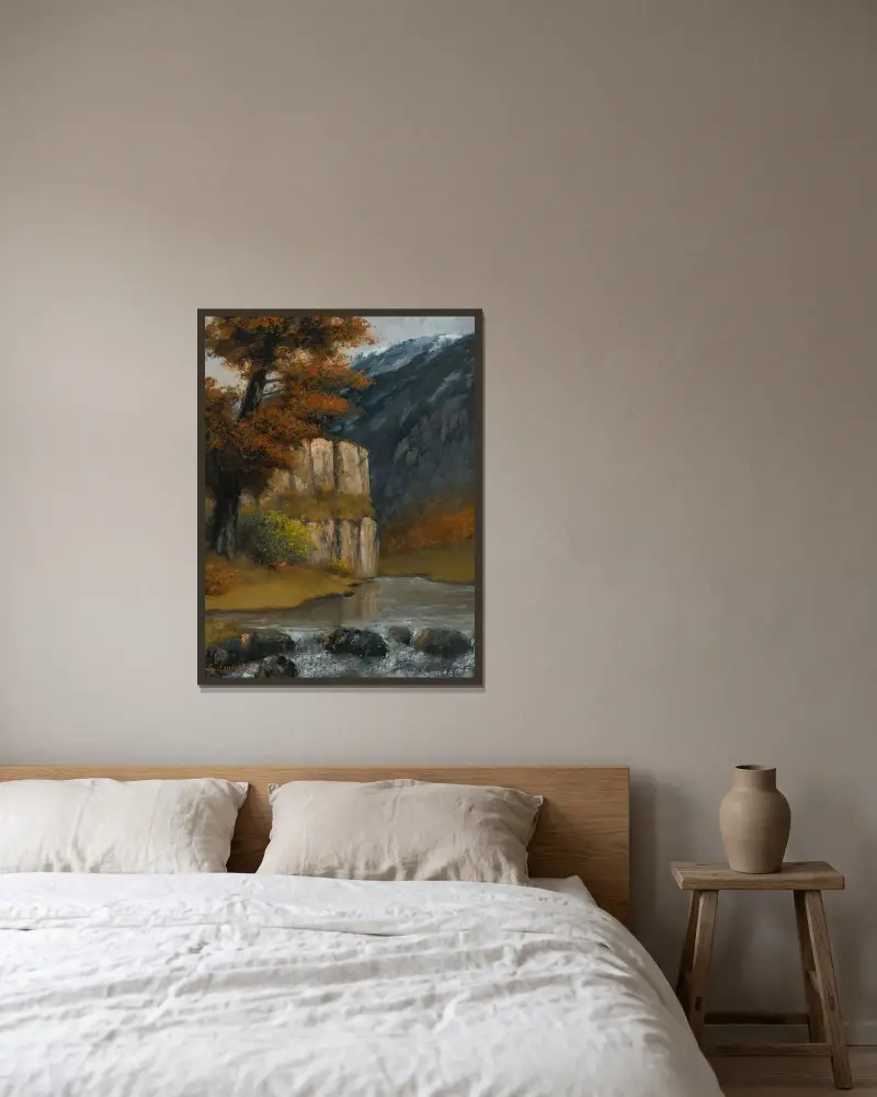 Landskap nära Ornans av Gustave Courbet inramad på en vägg
