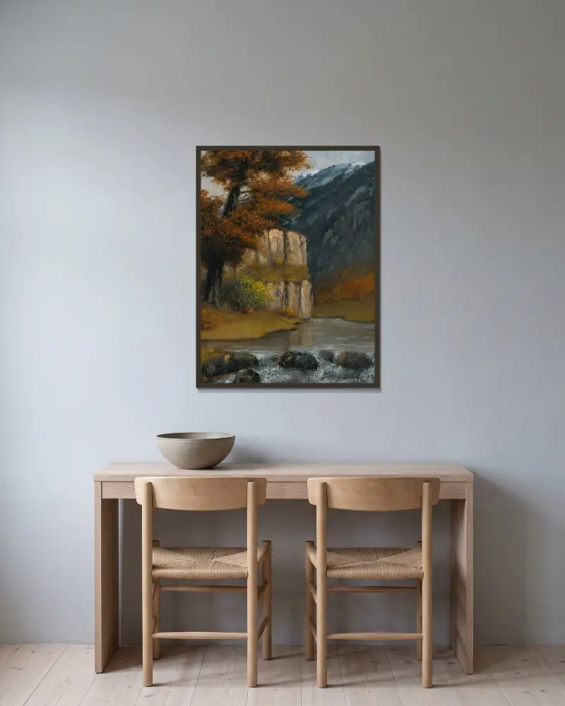 Landskap nära Ornans av Gustave Courbet inramad på en vägg