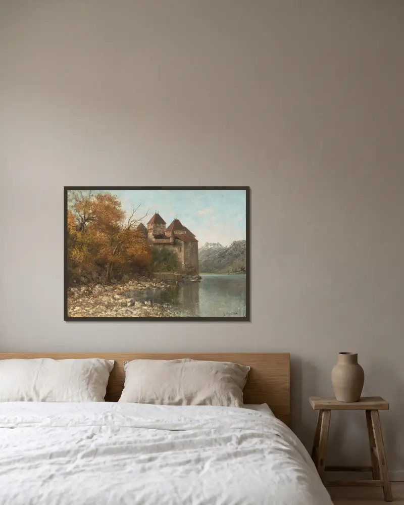 Slottet Chillon, Genèvesjön – nr 1 av Gustave Courbet inramad på en vägg
