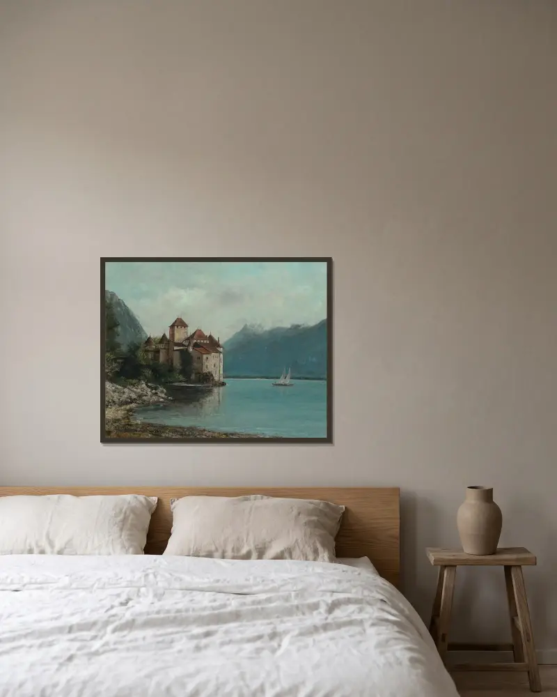 Zamek Chillon nad Jeziorem Genewskim, 1876, Gustave Courbet w ramie na ścianie