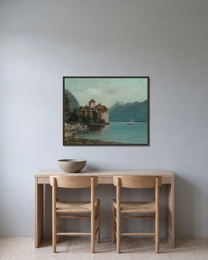 Zamek Chillon nad Jeziorem Genewskim, 1876, Gustave Courbet w ramie na ścianie