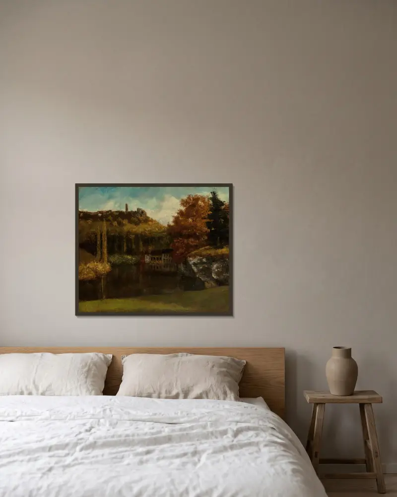 Pralnia (widok i ruiny zamku w Scey-en-Varais), Gustave Courbet w ramie na ścianie