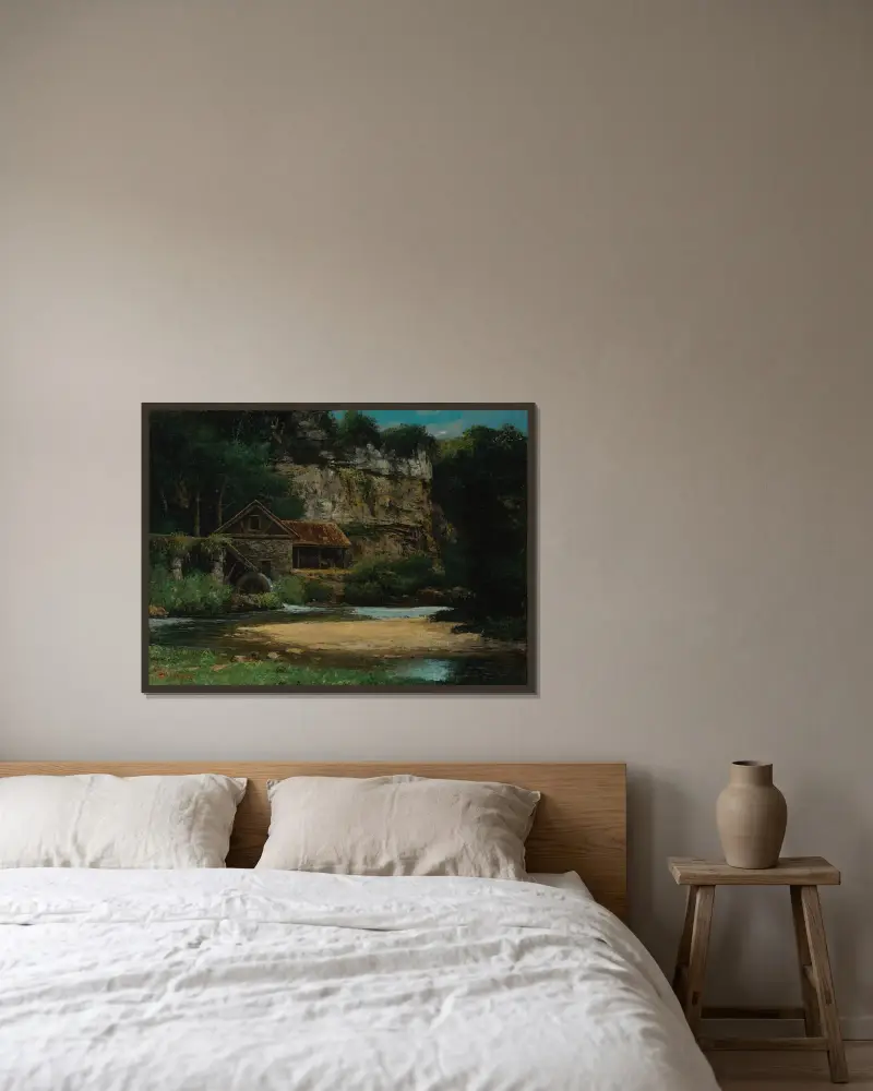 Młyn, Gustave Courbet w ramie na ścianie