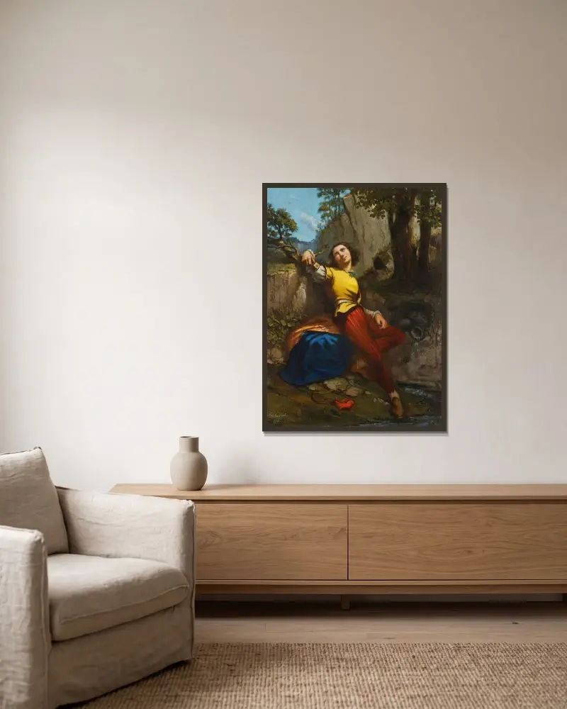 Poeten eller skulptören av Gustave Courbet inramad på en vägg