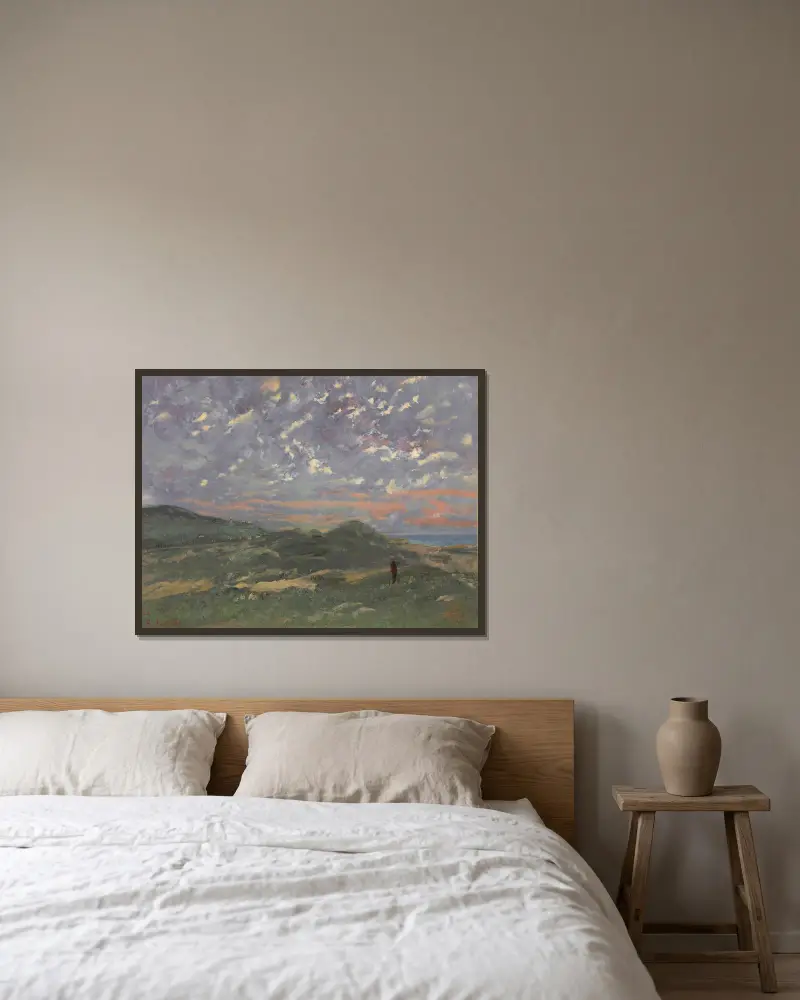Dynerna vid Deauville av Gustave Courbet inramad på en vägg