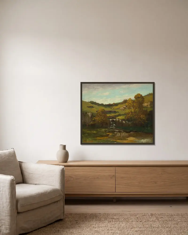 Les sources de la Loire av Gustave Courbet inramad på en vägg