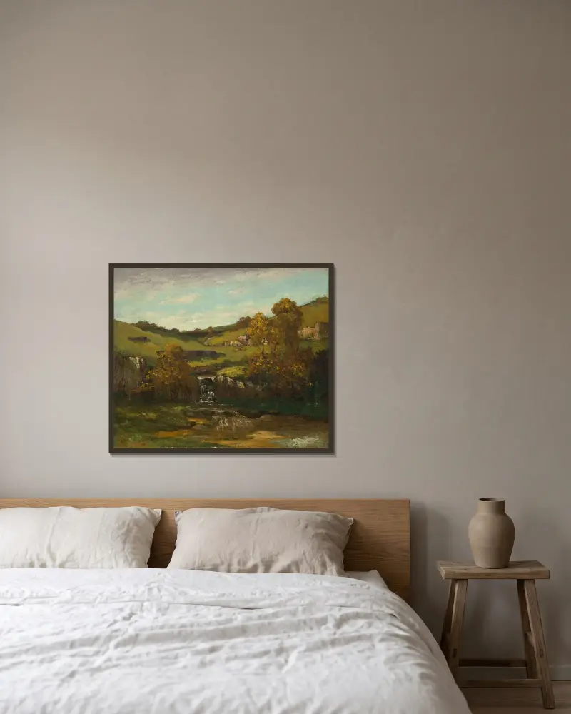 Les sources de la Loire av Gustave Courbet inramad på en vägg