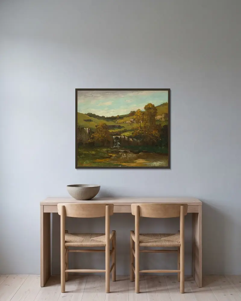 Les sources de la Loire av Gustave Courbet inramad på en vägg