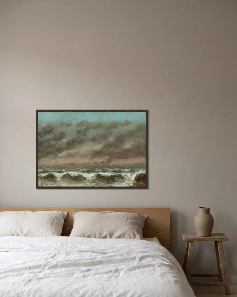 Marine av Gustave Courbet inramad på en vägg