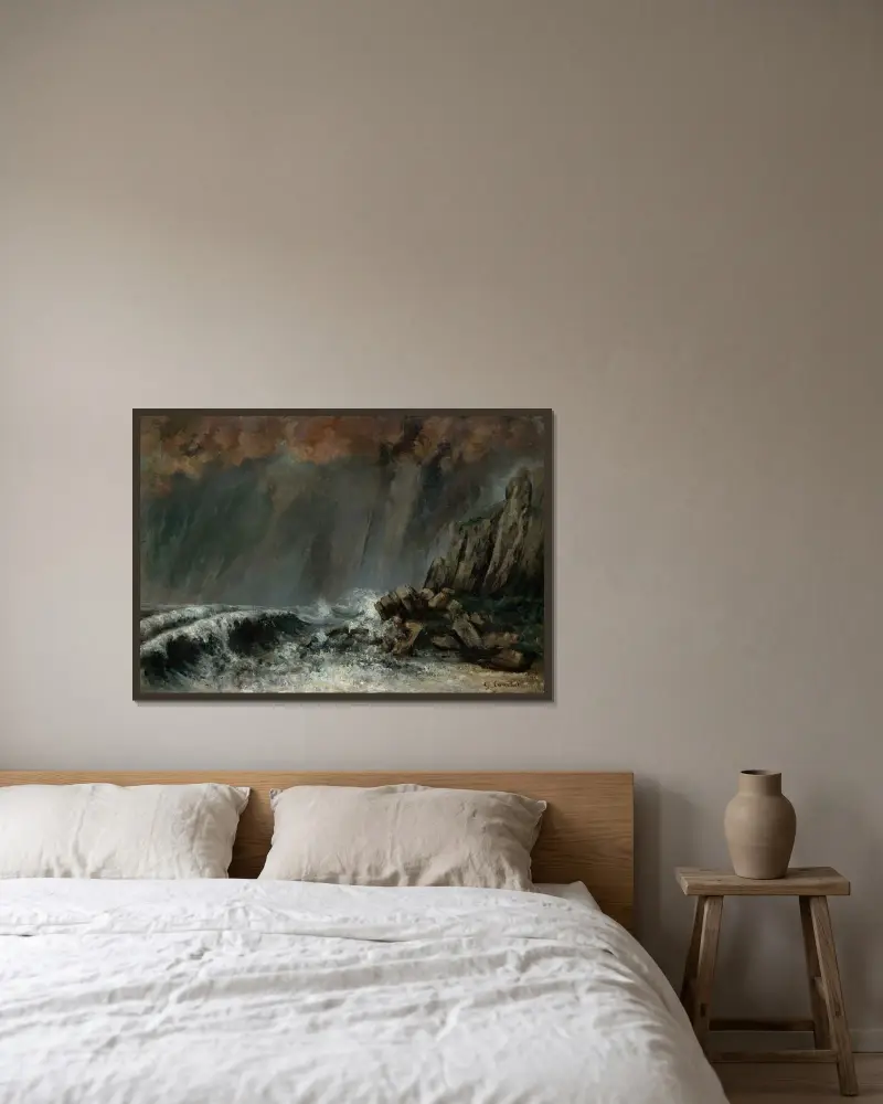 Marine; Die Wasserhose von Gustave Courbet gerahmt an einer Wand