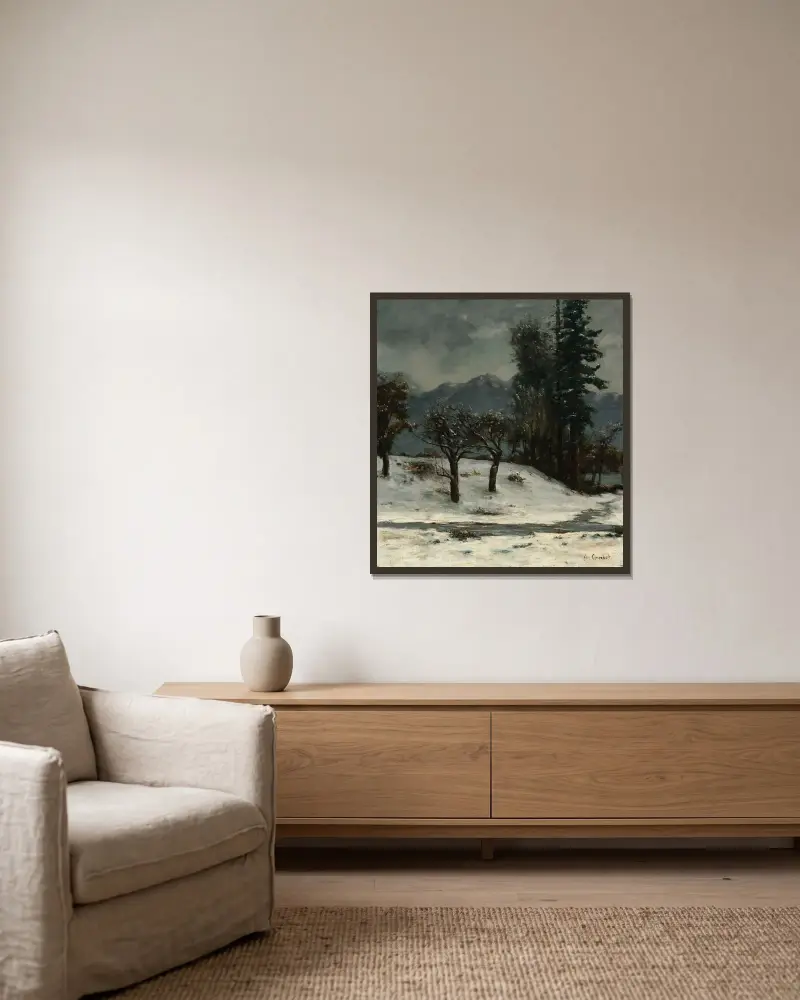 Neige av Gustave Courbet inramad på en vägg