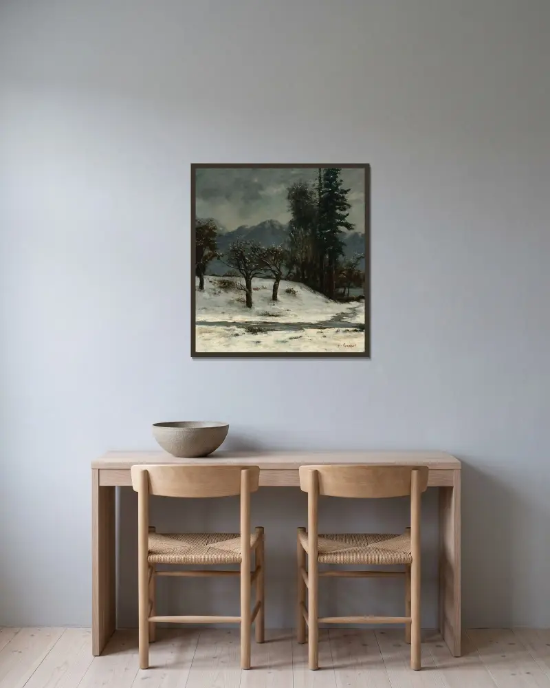 Neige av Gustave Courbet inramad på en vägg