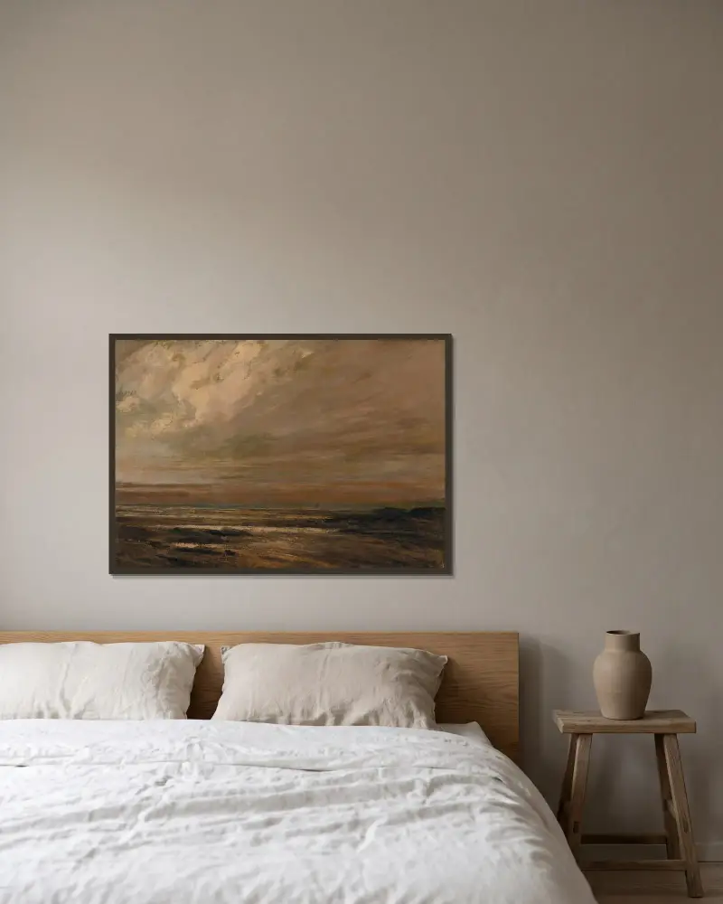 Meereslandschaft, Umgebung von Trouville von Gustave Courbet gerahmt an einer Wand