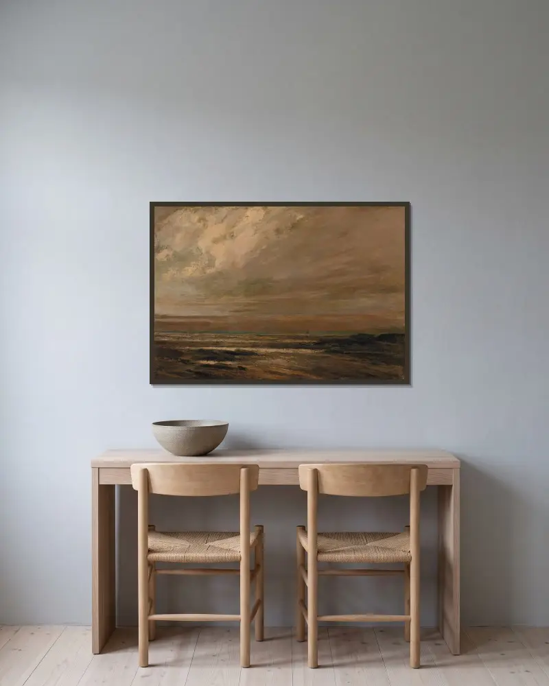 Meereslandschaft, Umgebung von Trouville von Gustave Courbet gerahmt an einer Wand