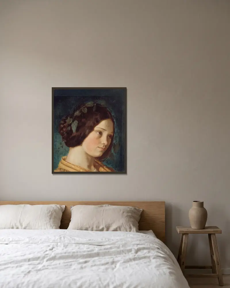 Porträtt av Zélie Courbet av Gustave Courbet inramad på en vägg
