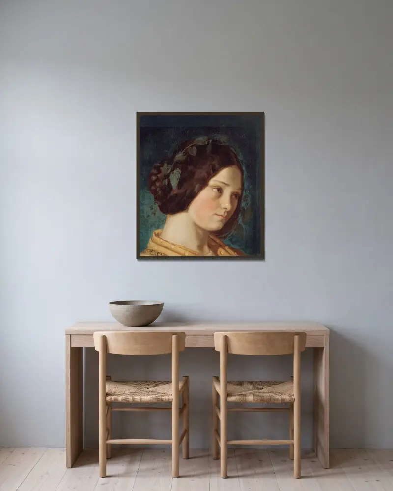Porträtt av Zélie Courbet av Gustave Courbet inramad på en vägg