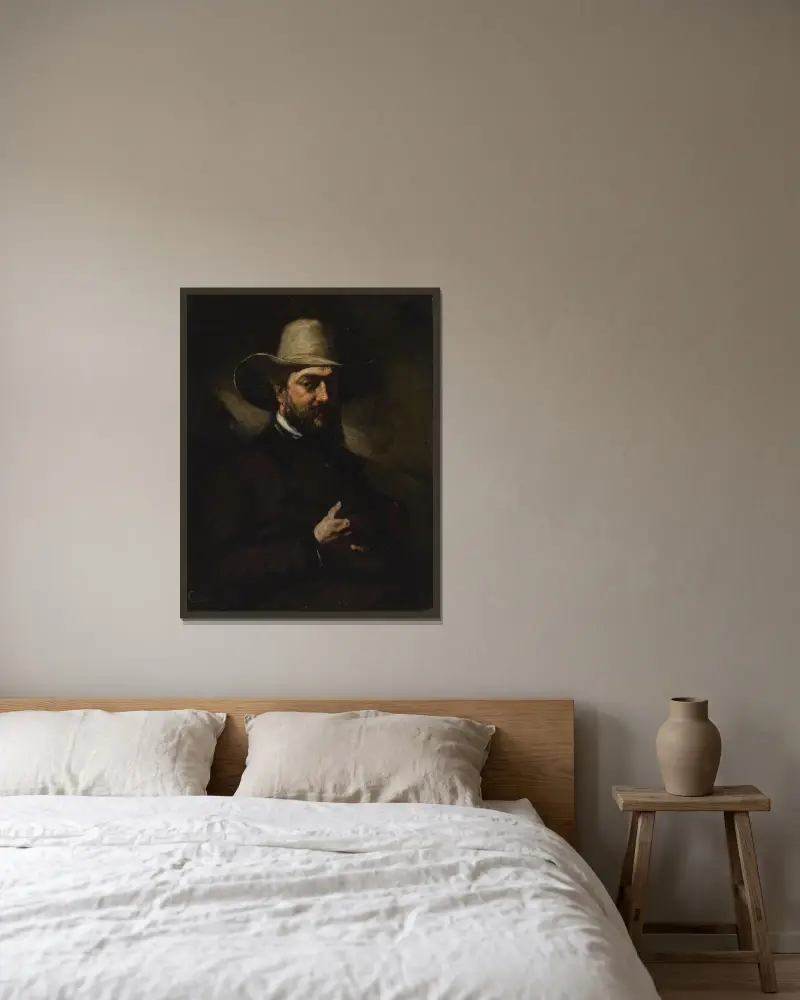 Porträt des Urbain Cuenot von Gustave Courbet gerahmt an einer Wand