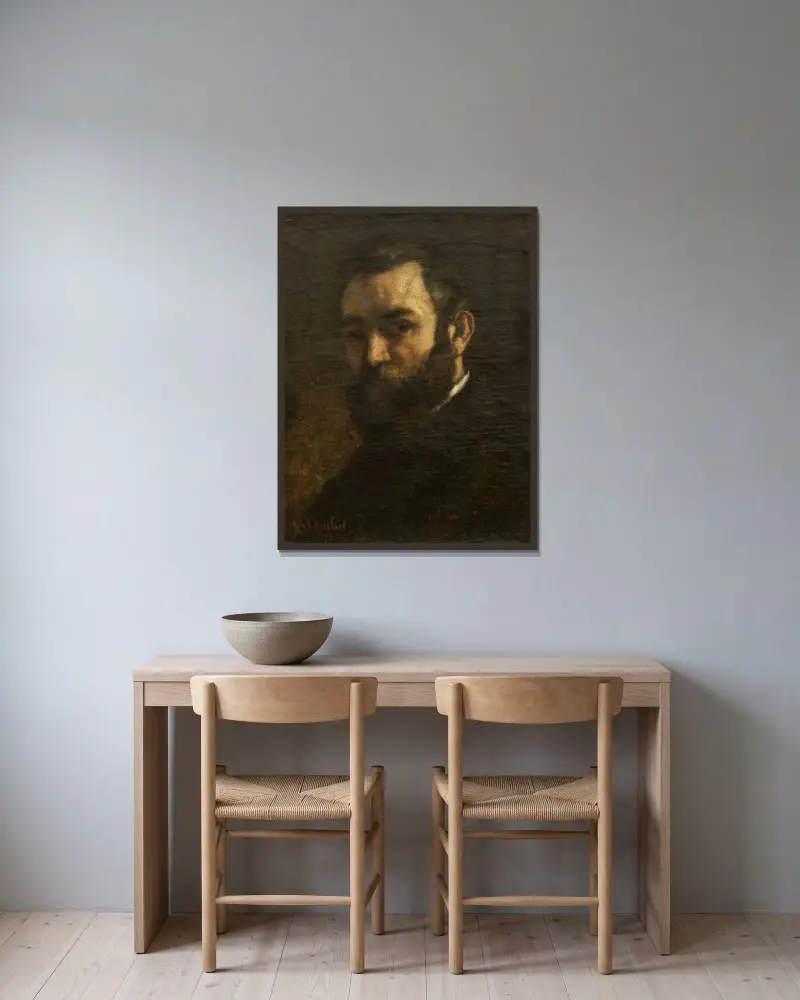 Bildnis eines Mannes, 1851 von Gustave Courbet gerahmt an einer Wand