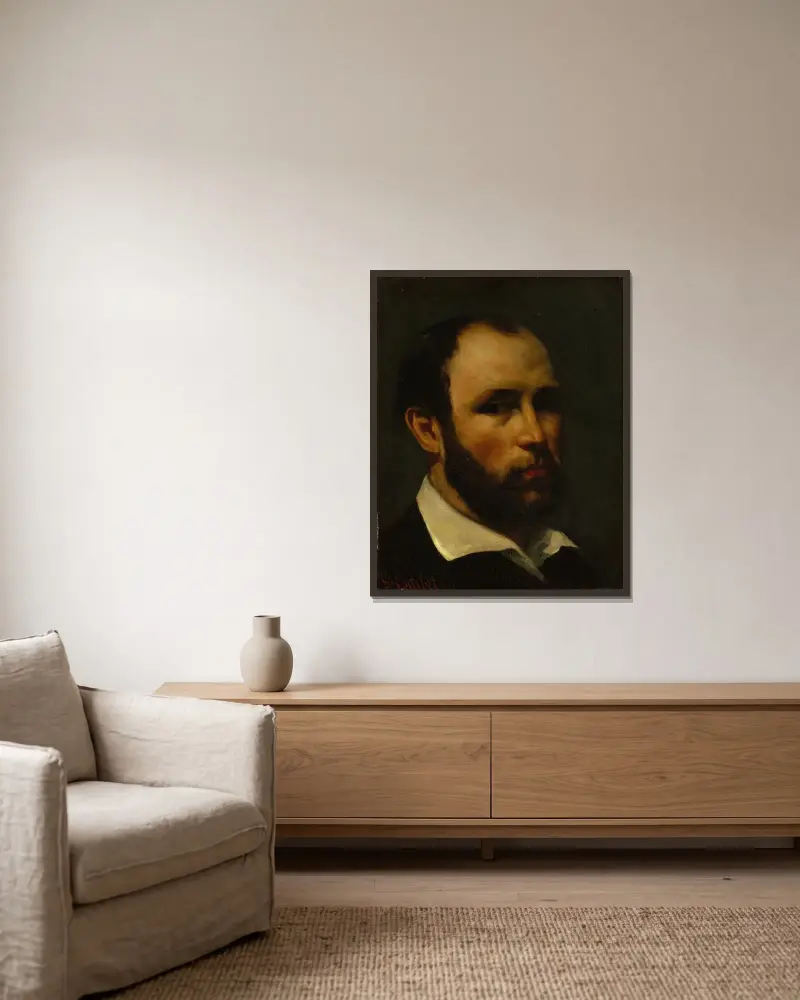 Porträtt av en man, 1862 av Gustave Courbet inramad på en vägg