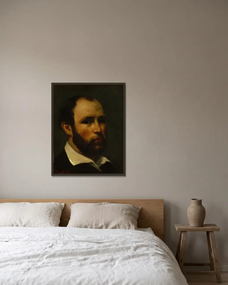 Porträtt av en man, 1862 av Gustave Courbet inramad på en vägg