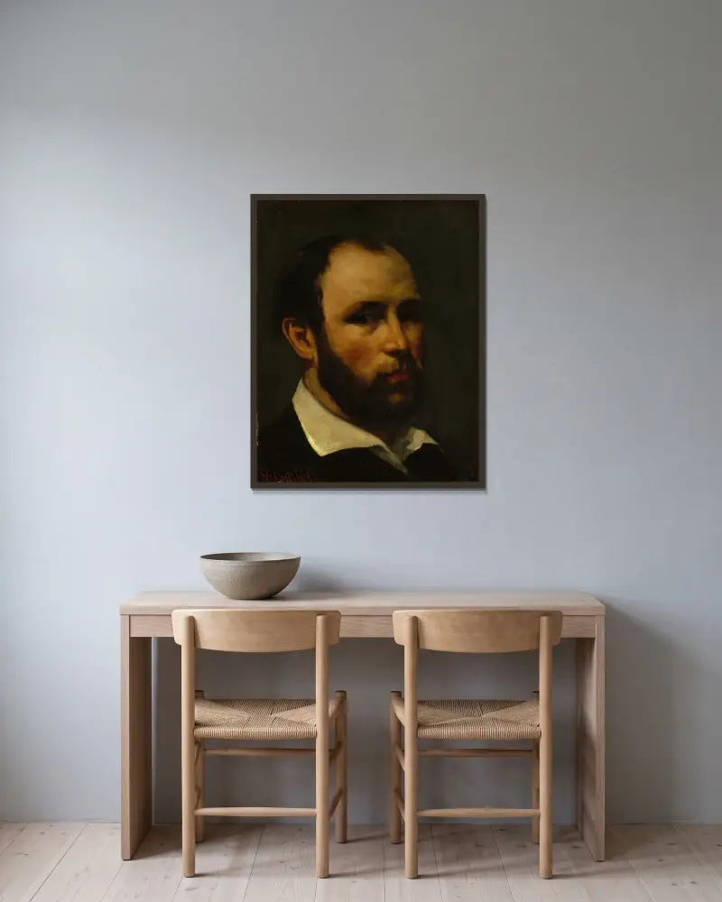 Porträtt av en man, 1862 av Gustave Courbet inramad på en vägg