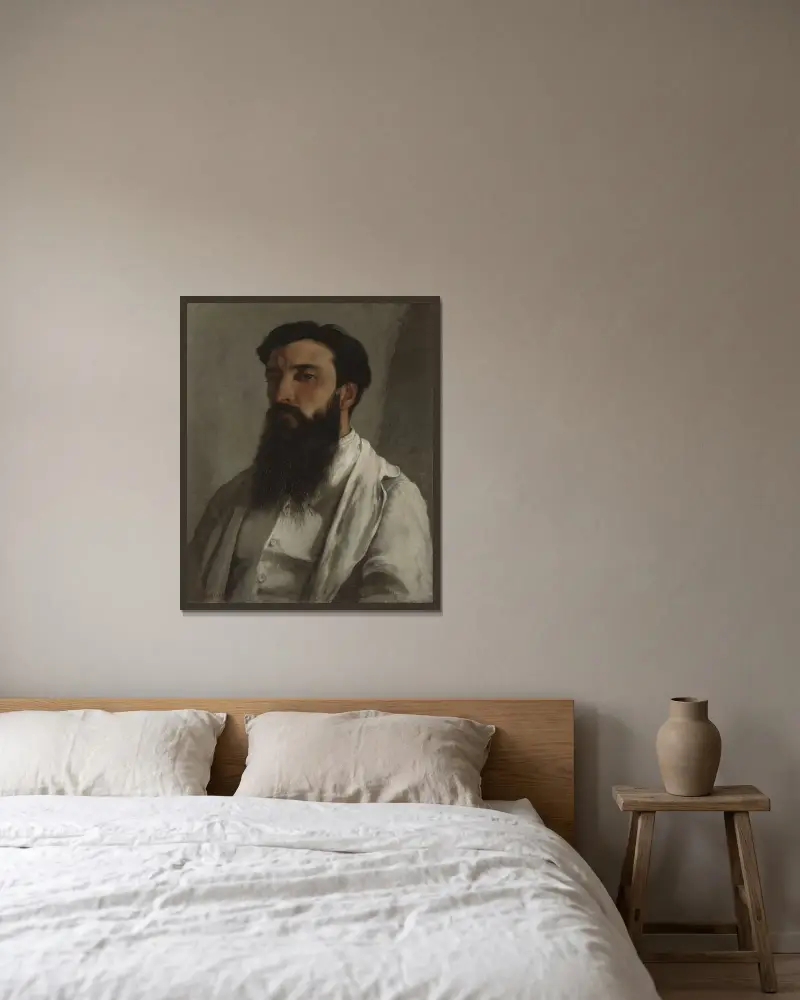 Porträt von Jules Bordet von Gustave Courbet gerahmt an einer Wand