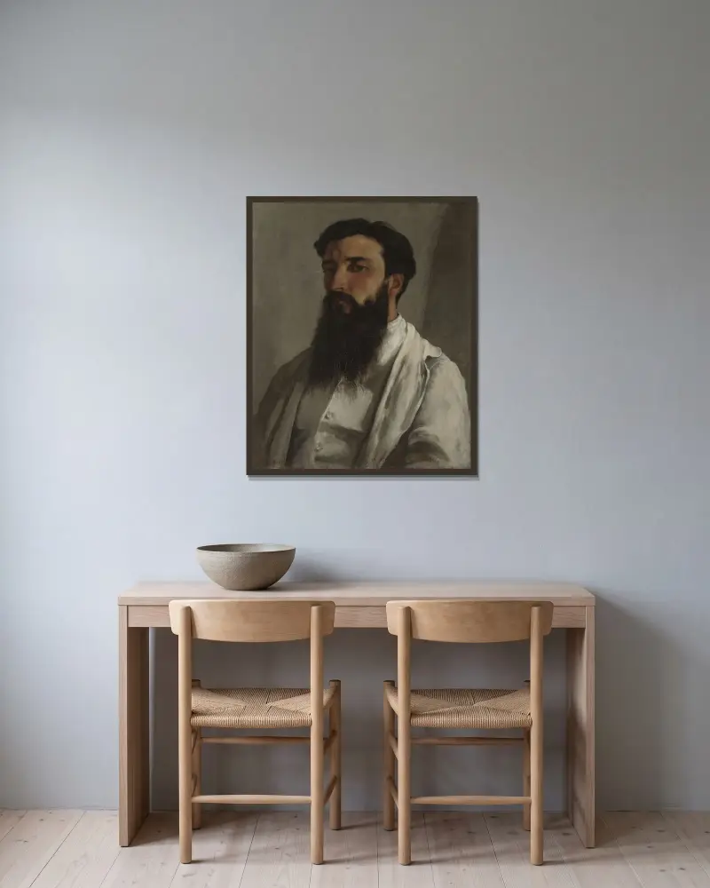 Porträt von Jules Bordet von Gustave Courbet gerahmt an einer Wand