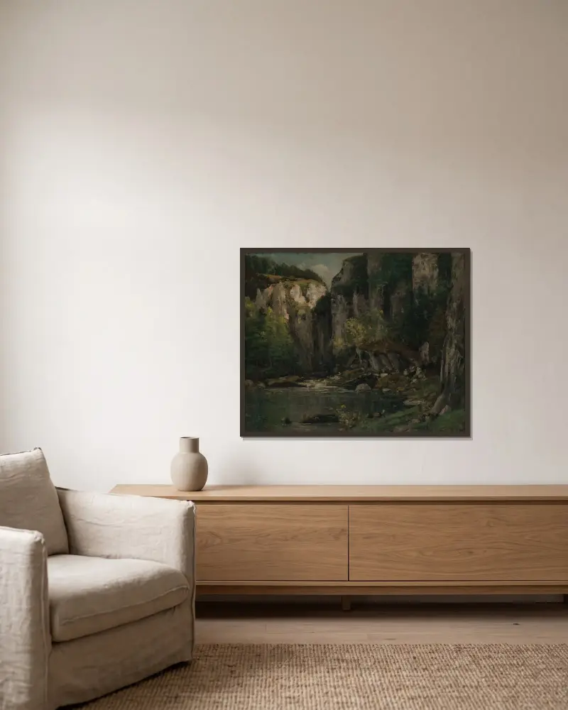 Rzeka i skały, Gustave Courbet w ramie na ścianie