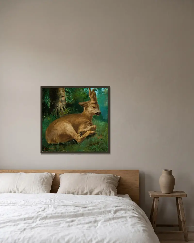 Roebuck av Gustave Courbet inramad på en vägg