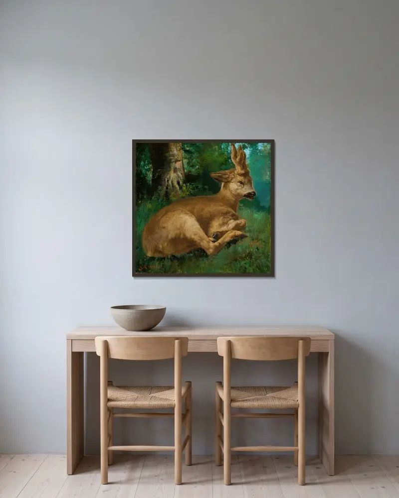 Roebuck av Gustave Courbet inramad på en vägg