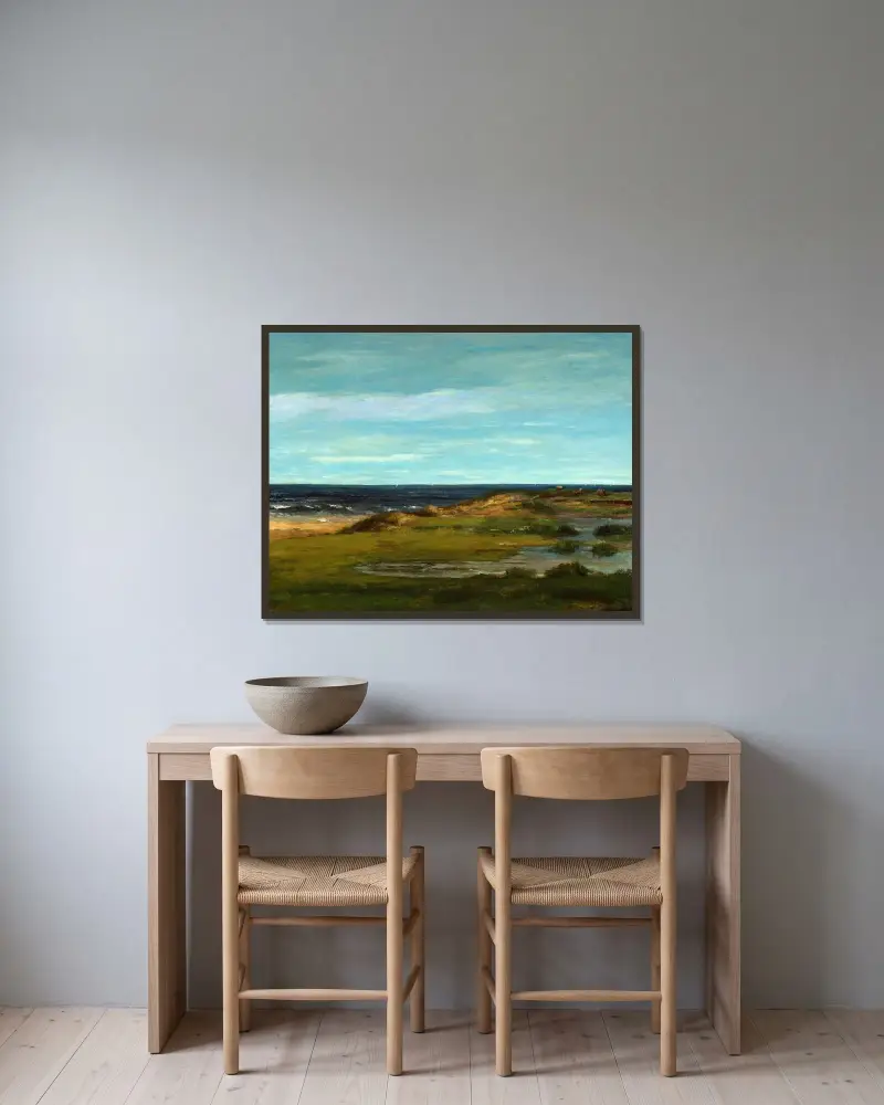 Seascape av Gustave Courbet inramad på en vägg