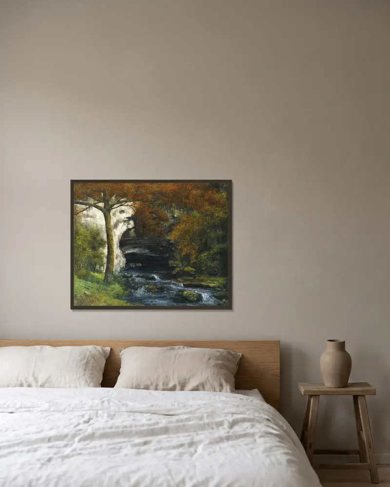 Source de Lison près de Nans av Gustave Courbet inramad på en vägg