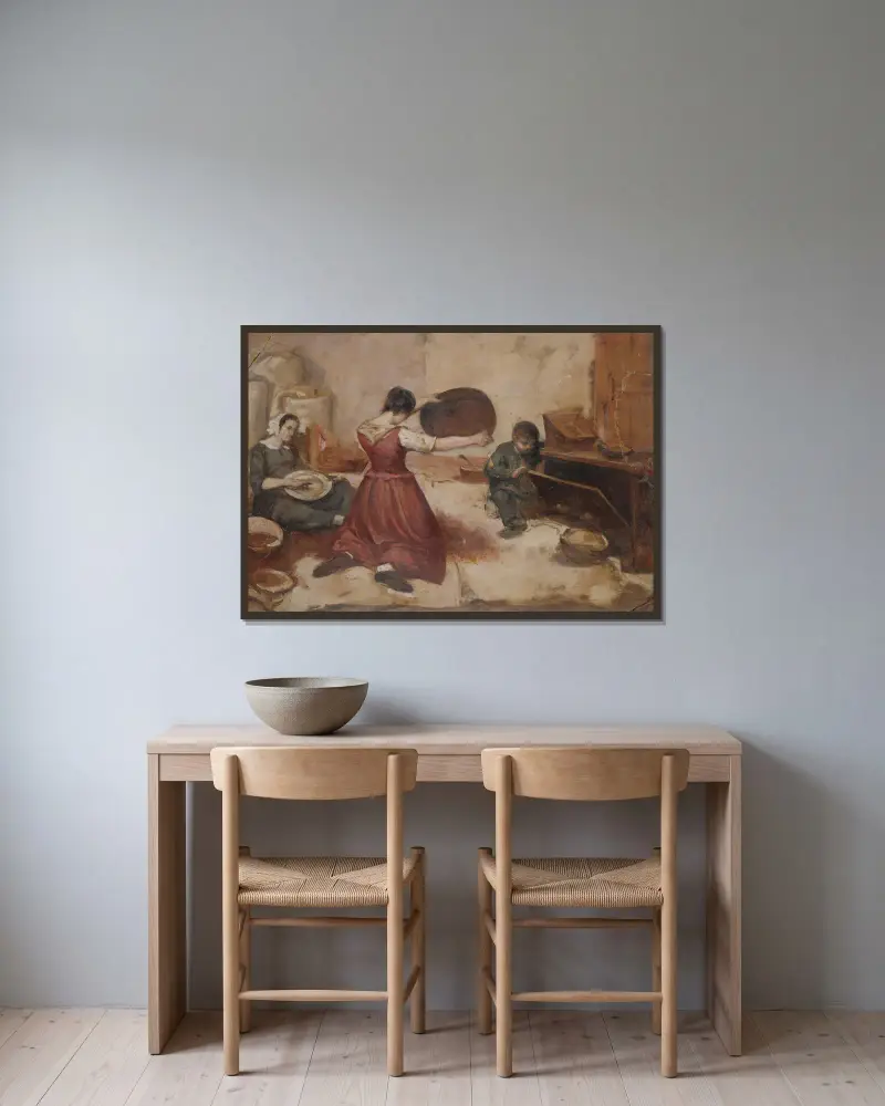 Przesiewaczki pszenicy, Gustave Courbet w ramie na ścianie
