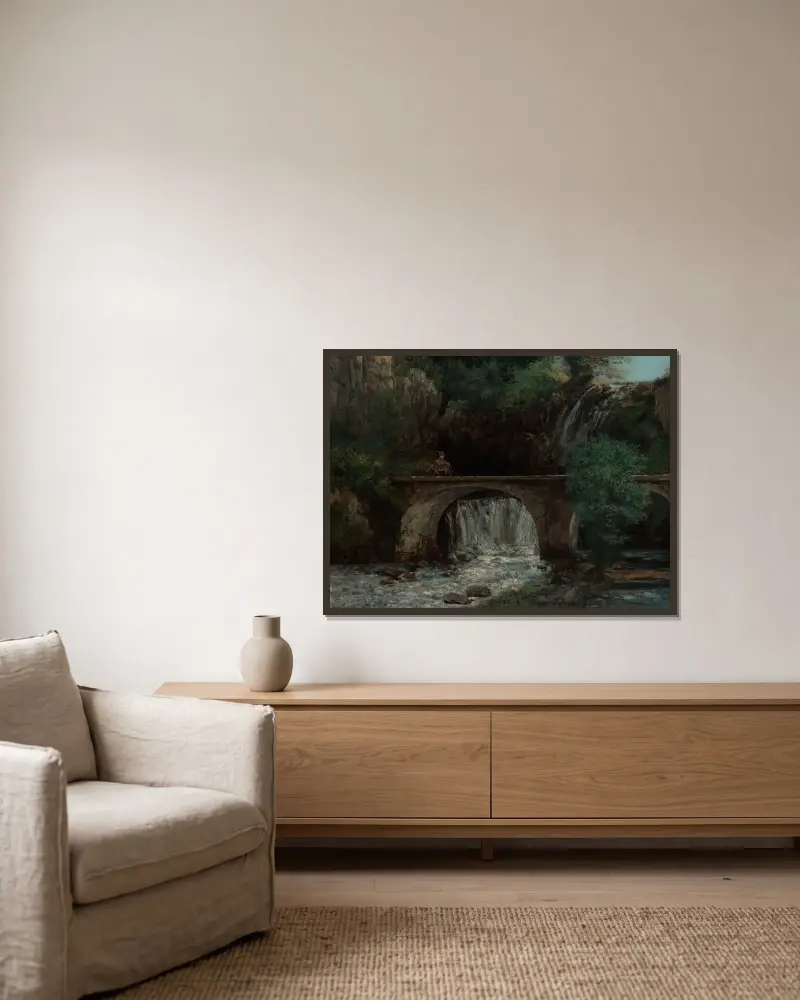 Die große Brücke von Gustave Courbet gerahmt an einer Wand