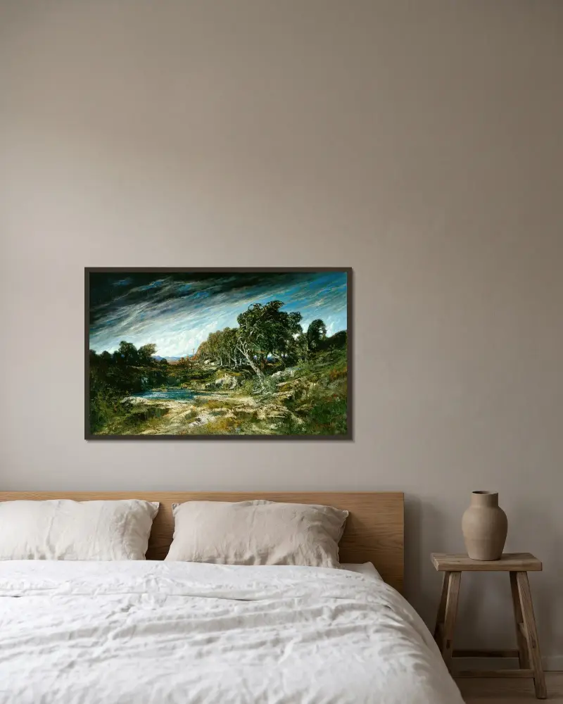 Vindbyen av Gustave Courbet inramad på en vägg