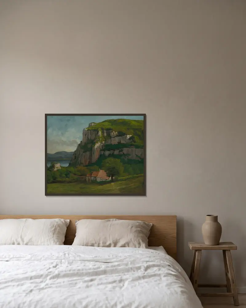 Klippan vid Hautepierre av Gustave Courbet inramad på en vägg