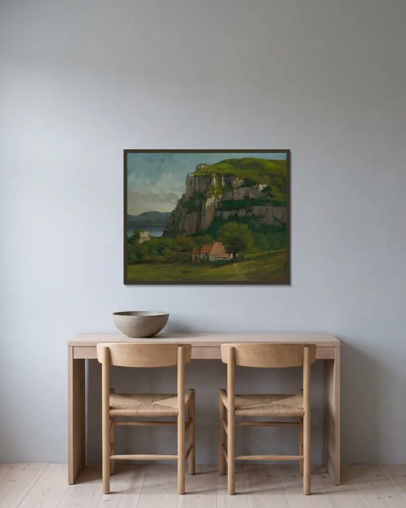 Klippan vid Hautepierre av Gustave Courbet inramad på en vägg