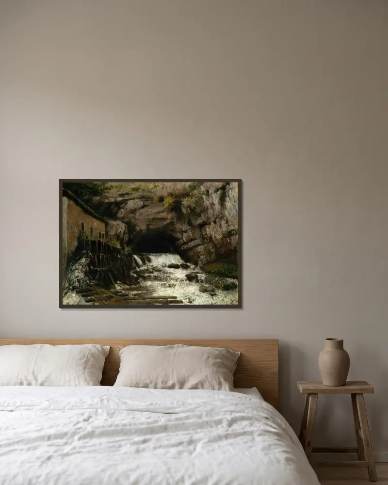 Loues källa av Gustave Courbet inramad på en vägg
