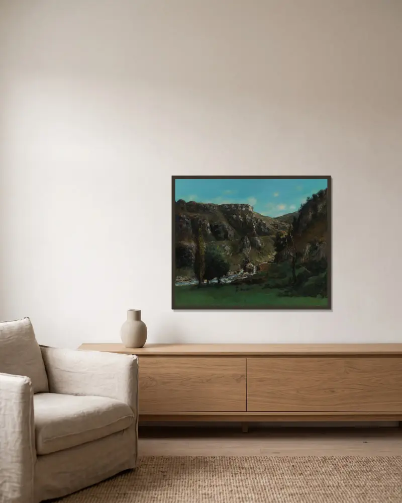 Loues dal nära Mouthiers-Haute-Pierre av Gustave Courbet inramad på en vägg
