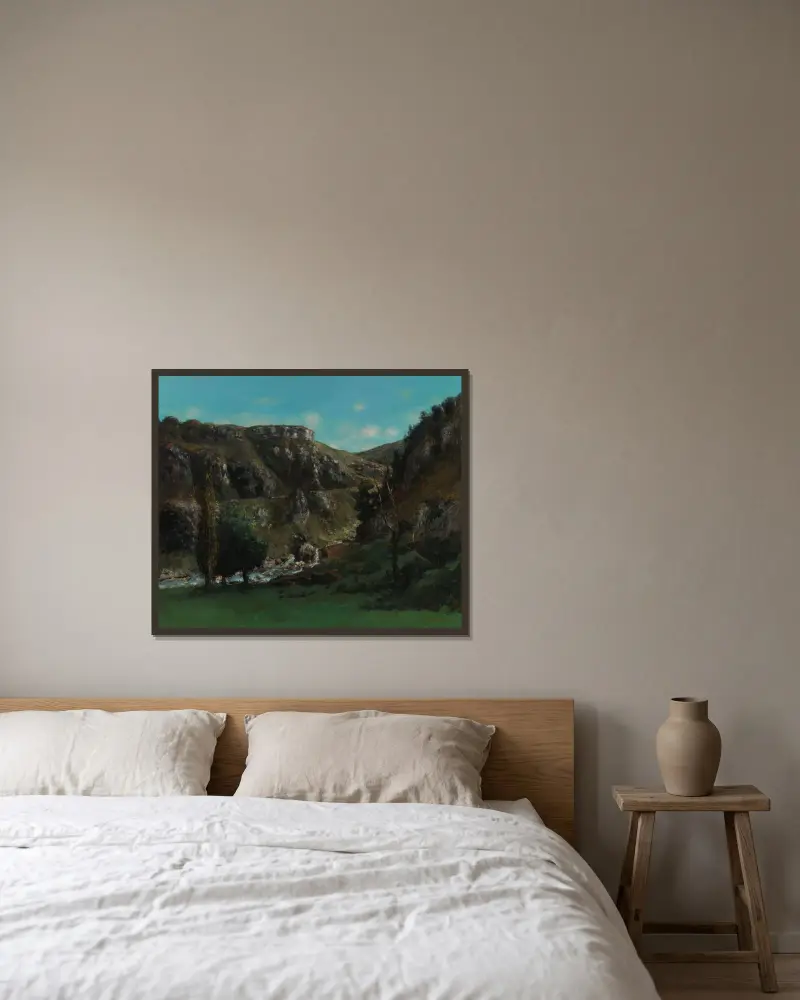 Loues dal nära Mouthiers-Haute-Pierre av Gustave Courbet inramad på en vägg