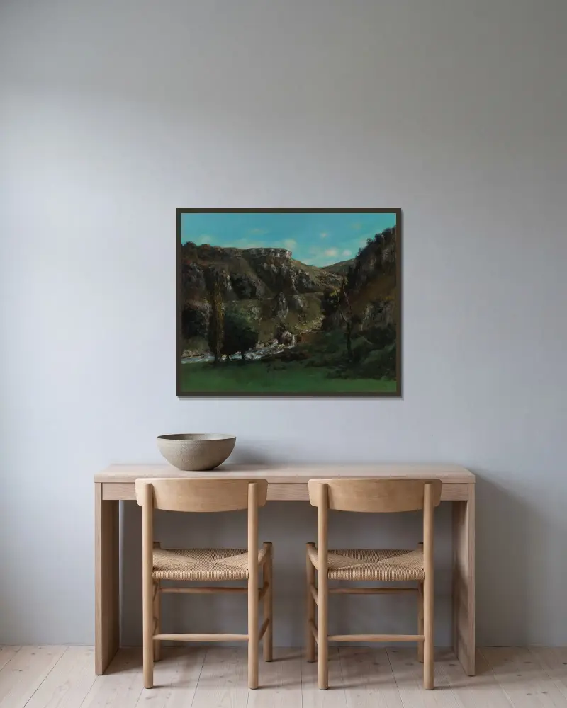 Loues dal nära Mouthiers-Haute-Pierre av Gustave Courbet inramad på en vägg