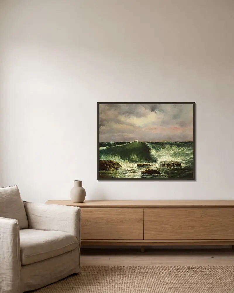 Waves av Gustave Courbet inramad på en vägg