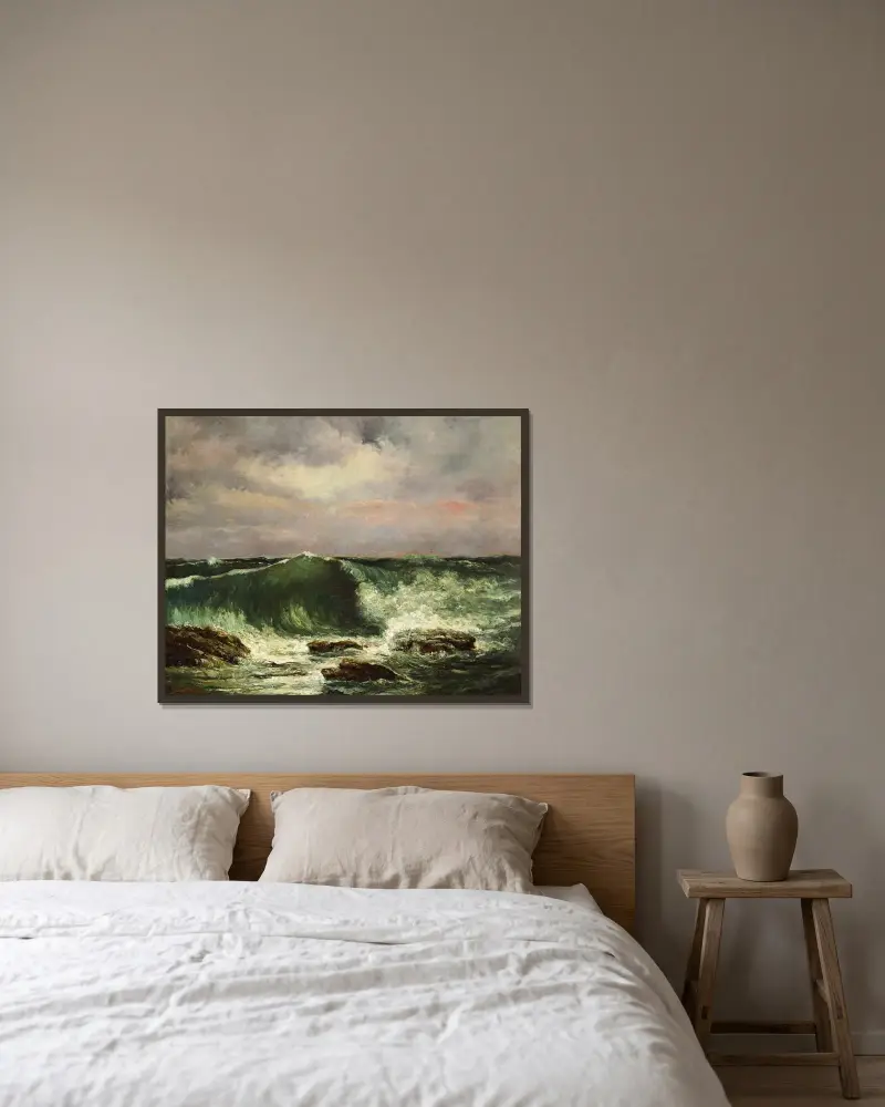 Waves av Gustave Courbet inramad på en vägg