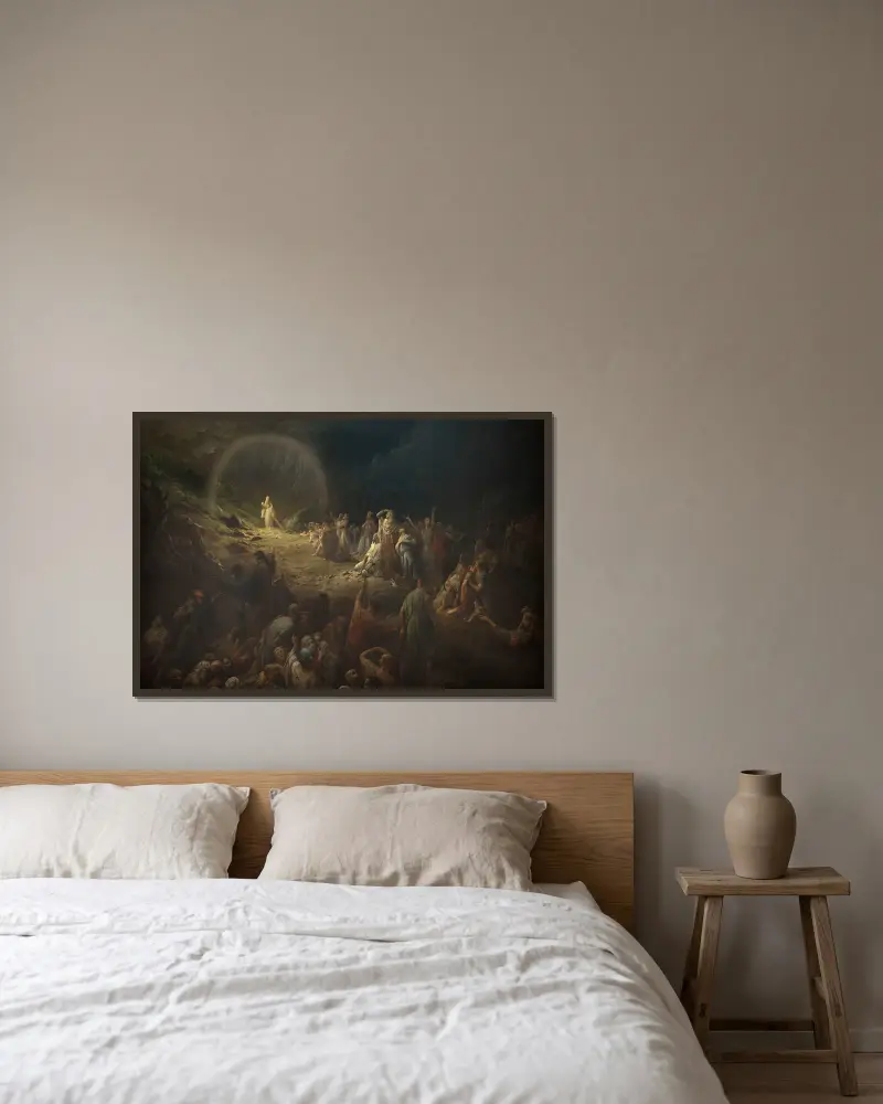 Das Tal der Tränen von Gustave Doré gerahmt an einer Wand