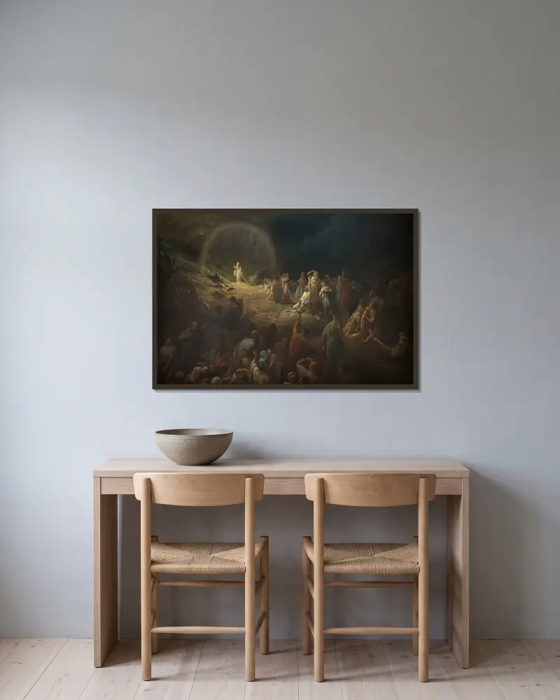 Das Tal der Tränen von Gustave Doré gerahmt an einer Wand